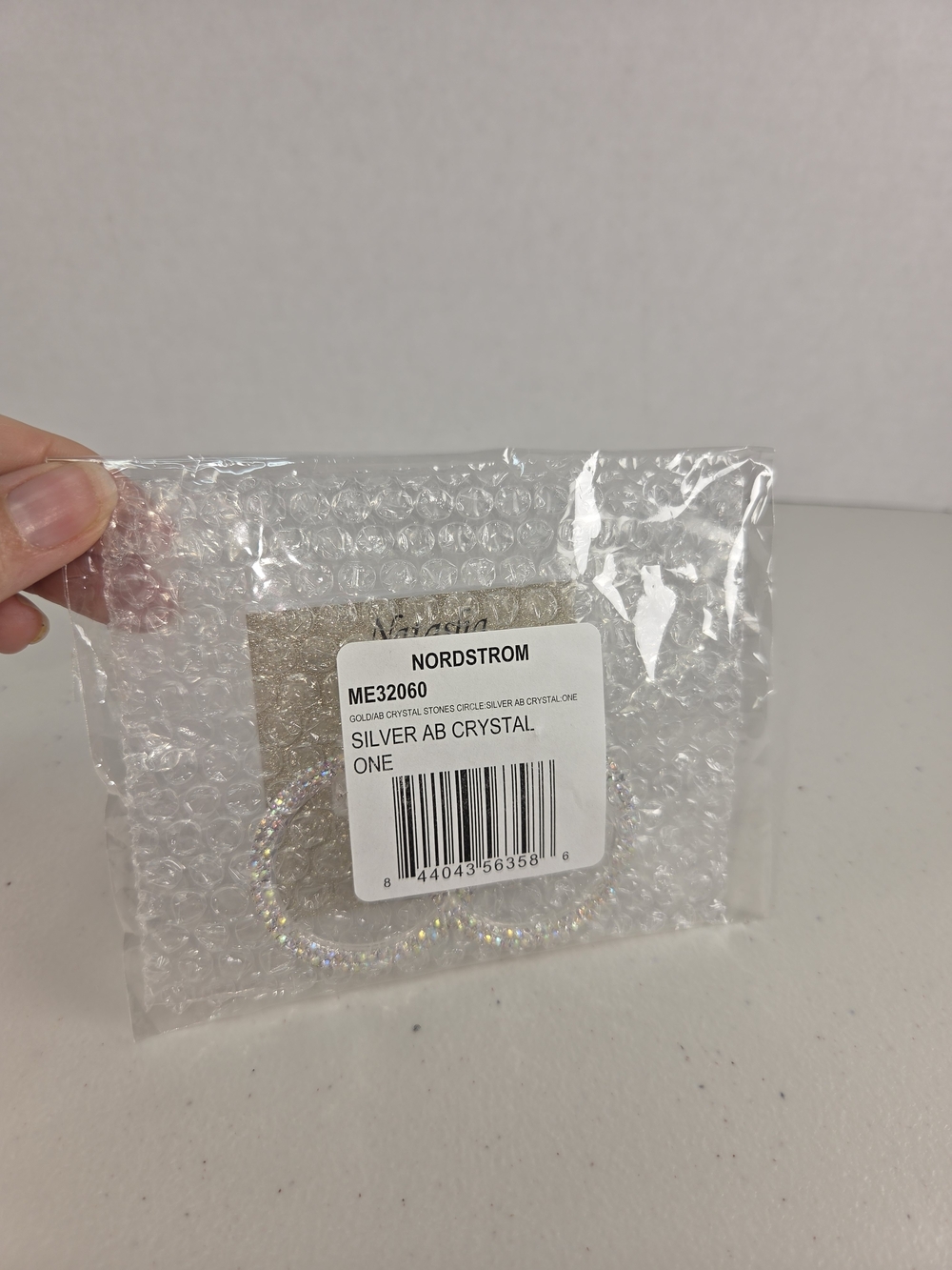 NWT Nordstrom Natashs Silver Iridescent Crystal Hoop Earrings - Picture 7 of 7